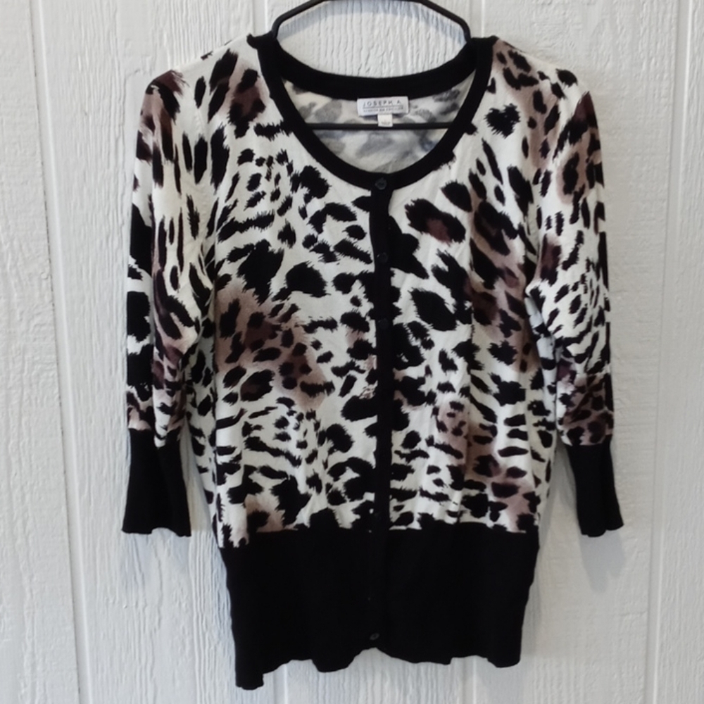 Joseph A leopard print blouse large cardigan - image 1
